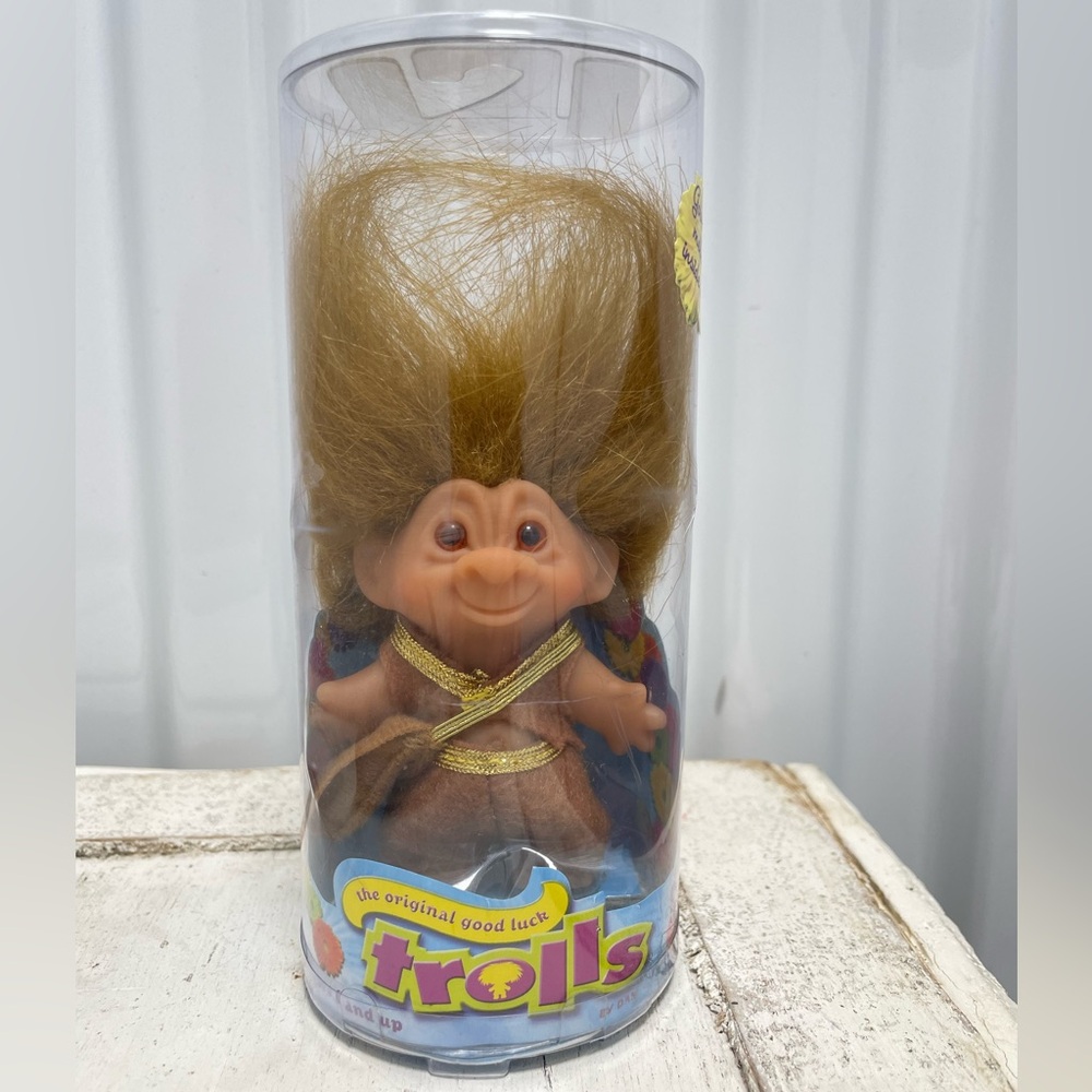 Vintage original Russ Good Luck Messenger Troll with secret message, new in box